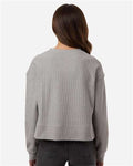 Boxercraft BW5102 Women's Ribbed Knit Cropped Boxy Crew - Oxford - model back