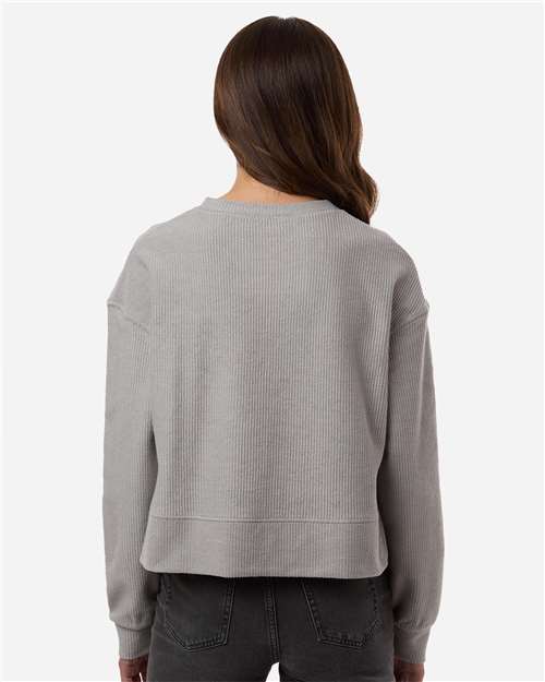 Boxercraft BW5102 Women's Ribbed Knit Cropped Boxy Crew - Oxford - model back