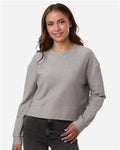 Boxercraft BW5102 Women's Ribbed Knit Cropped Boxy Crew - Oxford - model front
