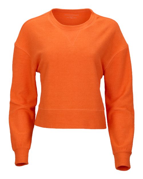 Boxercraft BW5102 Women's Ribbed Knit Cropped Boxy Crew - Orange - front