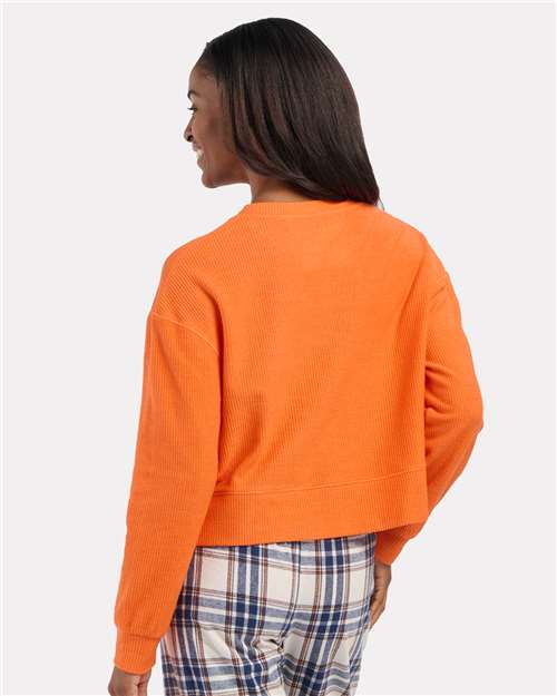 Boxercraft BW5102 Women's Ribbed Knit Cropped Boxy Crew - Orange - model back