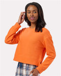 Boxercraft BW5102 Women's Ribbed Knit Cropped Boxy Crew - Orange - model front