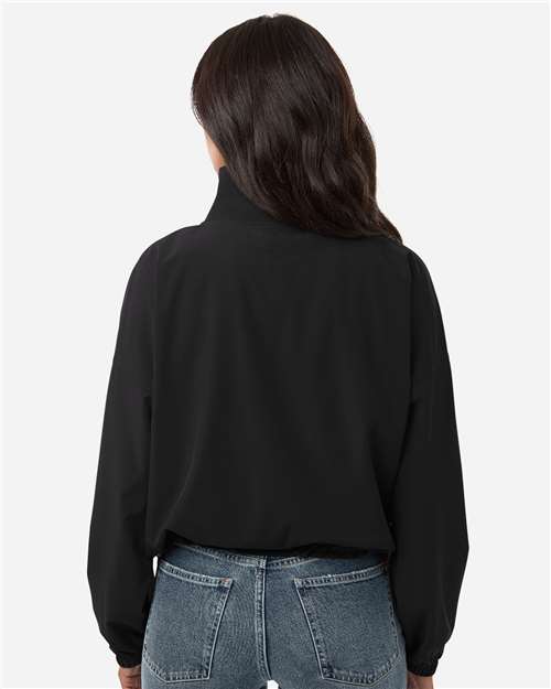 Boxercraft BW5204 Women's Stretch Woven Quarter-Zip Pullover - Black - model back