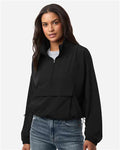 Boxercraft BW5204 Women's Stretch Woven Quarter-Zip Pullover - Black - model front