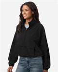 Boxercraft BW5204 Women's Stretch Woven Quarter-Zip Pullover - Black - model side