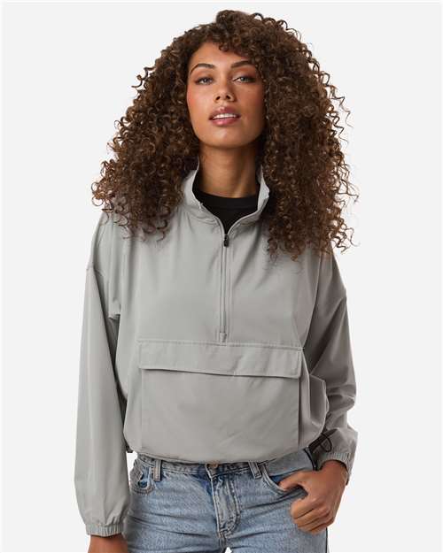 Boxercraft BW5204 Women's Stretch Woven Quarter-Zip Pullover - Oxford - model front