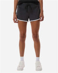 Boxercraft BW6402 Women's French Terry Shorts - Charcoal Heather/ White - model front