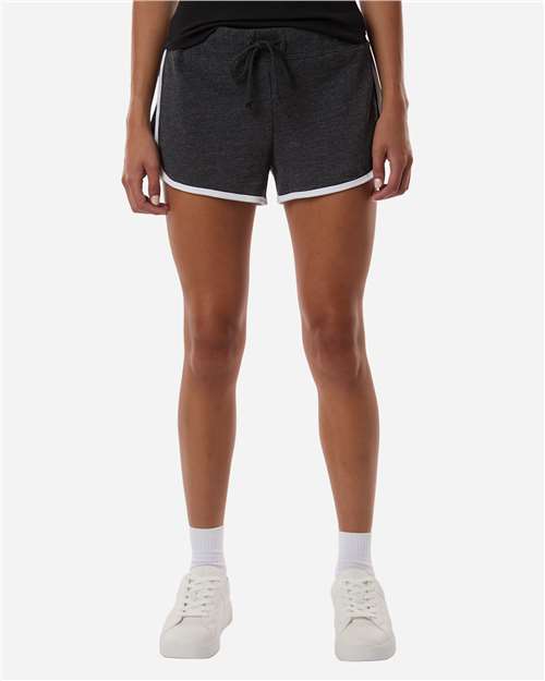Boxercraft BW6402 Women's French Terry Shorts - Charcoal Heather/ White - model front