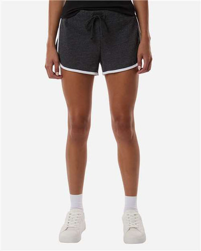 Boxercraft BW6402 Women's French Terry Shorts - Charcoal Heather/ White - model front