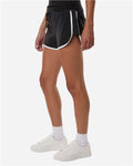 Boxercraft BW6402 Women's French Terry Shorts - Charcoal Heather/ White - model side