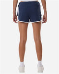 Boxercraft BW6402 Women's French Terry Shorts - Navy Heather/ White - model back