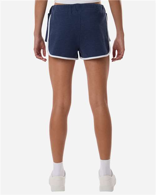 Boxercraft BW6402 Women's French Terry Shorts - Navy Heather/ White - model back