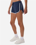 Boxercraft BW6402 Women's French Terry Shorts - Navy Heather/ White - model side