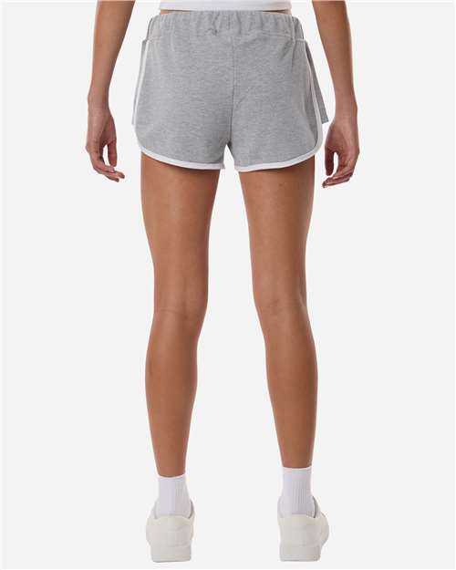 Boxercraft BW6402 Women's French Terry Shorts - Oxford Heather/ White - model back