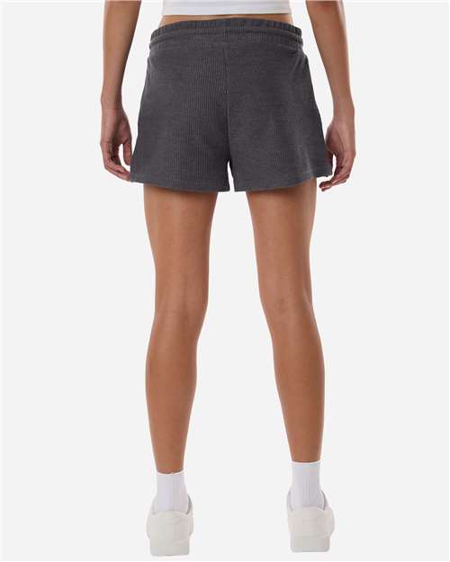 Boxercraft BW6506 Women's Ribbed Knit Shorts - Black - model back