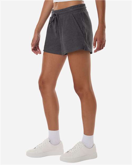 Boxercraft BW6506 Women's Ribbed Knit Shorts - Black - model side