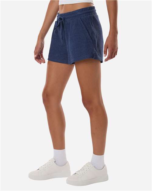 Boxercraft BW6506 Women's Ribbed Knit Shorts - Navy - model side