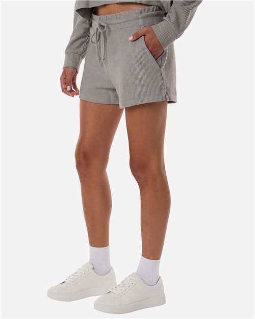 Boxercraft BW6506 Women's Ribbed Knit Shorts - Oxford - model side