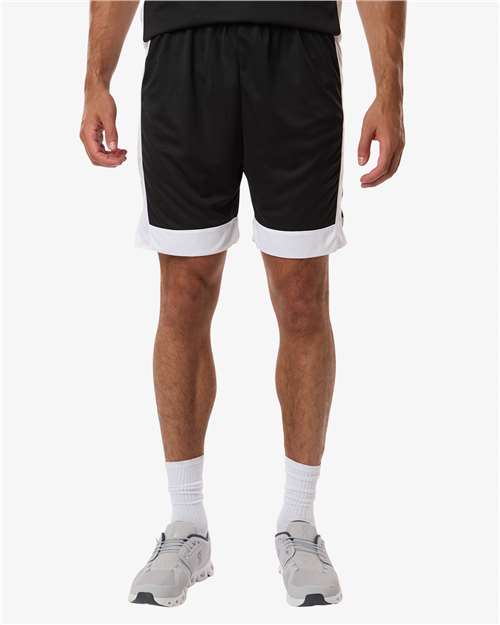 Augusta Sportswear 6889 Unisex Match-Up Basketball Shorts - Black/ White - model front