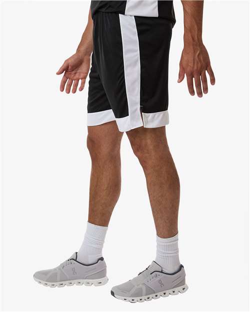 Augusta Sportswear 6889 Unisex Match-Up Basketball Shorts - Black/ White - model side