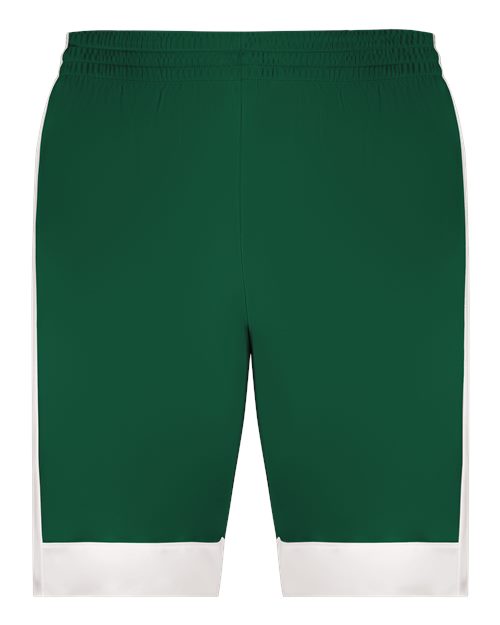 Augusta Sportswear 6889 Unisex Match-Up Basketball Shorts - Dark Green/ White - front
