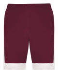 Augusta Sportswear 6889 Unisex Match-Up Basketball Shorts - Maroon/ White - front