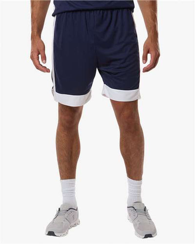 Augusta Sportswear 6889 Unisex Match-Up Basketball Shorts - Navy/ White - model front