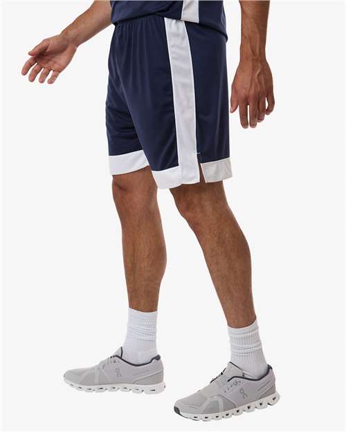 Augusta Sportswear 6889 Unisex Match-Up Basketball Shorts - Navy/ White - model side