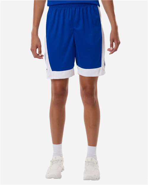Augusta Sportswear 6889 Unisex Match-Up Basketball Shorts - Royal/ White - model front