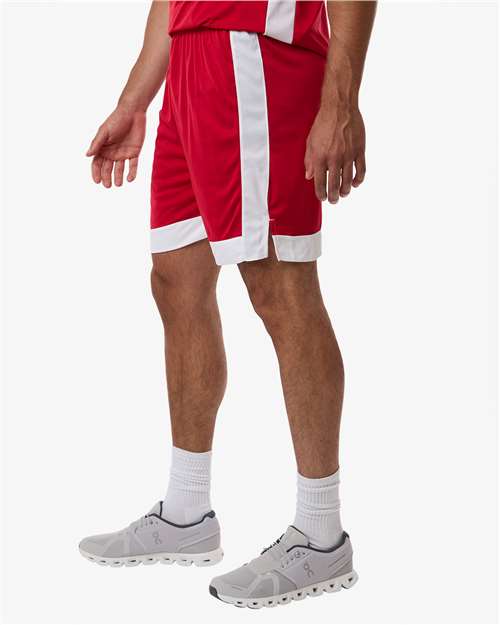 Augusta Sportswear 6889 Unisex Match-Up Basketball Shorts - Scarlet/ White - model side