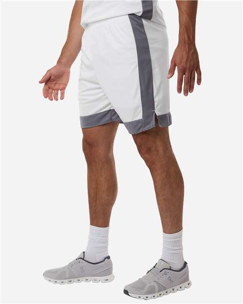 Augusta Sportswear 6889 Unisex Match-Up Basketball Shorts - White/ Graphite - model side