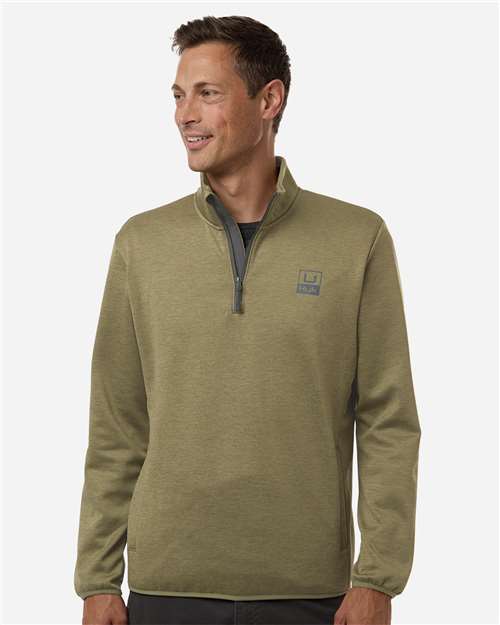HUK H130098 Men's Coldfront+ Quarter-Zip Pullover - Overland Heather - model front