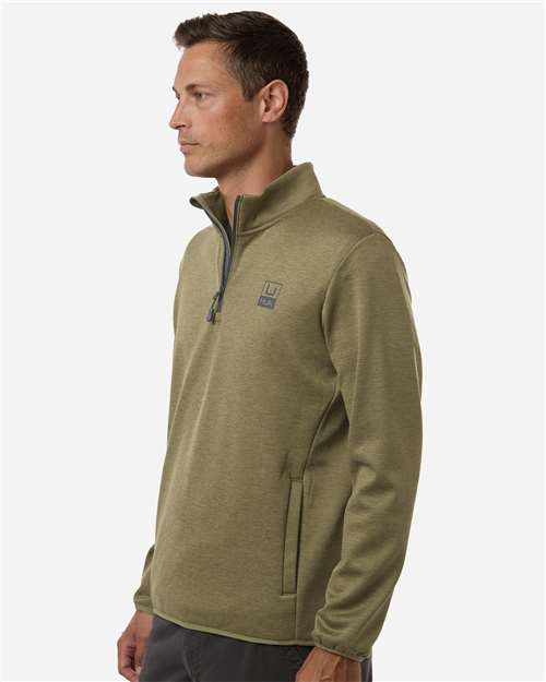 HUK H130098 Men's Coldfront+ Quarter-Zip Pullover - Overland Heather - model side