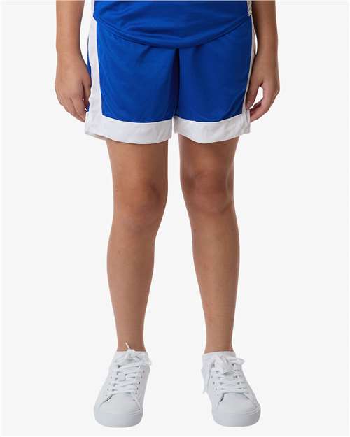 Augusta Sportswear 6890 Youth Match-Up Basketball Shorts - Royal/ White - model front
