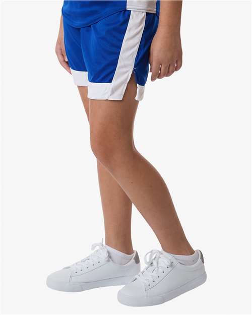 Augusta Sportswear 6890 Youth Match-Up Basketball Shorts - Royal/ White - model side