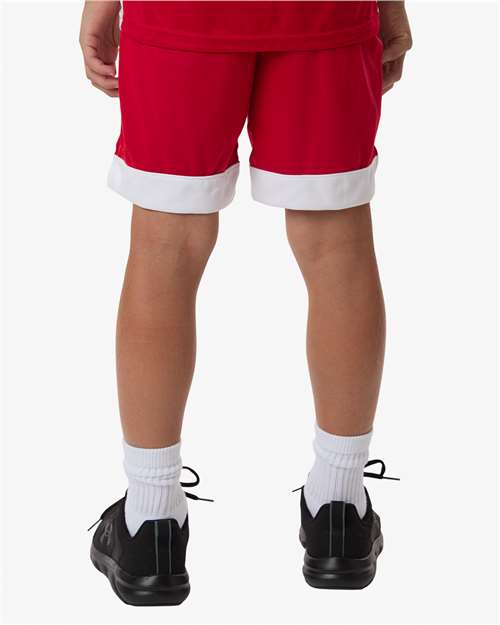 Augusta Sportswear 6890 Youth Match-Up Basketball Shorts - Scarlet/ White - model back