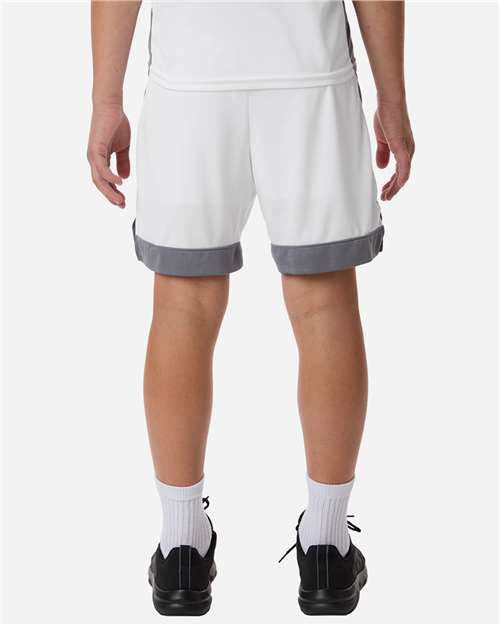 Augusta Sportswear 6890 Youth Match-Up Basketball Shorts - White/ Graphite - model back