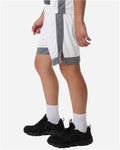 Augusta Sportswear 6890 Youth Match-Up Basketball Shorts - White/ Graphite - model side