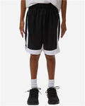 Augusta Sportswear 6890 Youth Match-Up Basketball Shorts - Black/ White - model front
