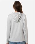 HUK H6130023 Women's Coldfront+ Hooded Sweatshirt - Harbor Mist Heather - model back