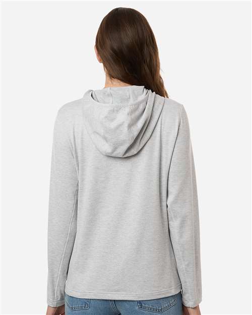 HUK H6130023 Women's Coldfront+ Hooded Sweatshirt - Harbor Mist Heather - model back