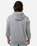 Holloway 223526 Unisex Heritage Prep Hooded Sweatshirt - Athletic Heather/ Vanilla - model back