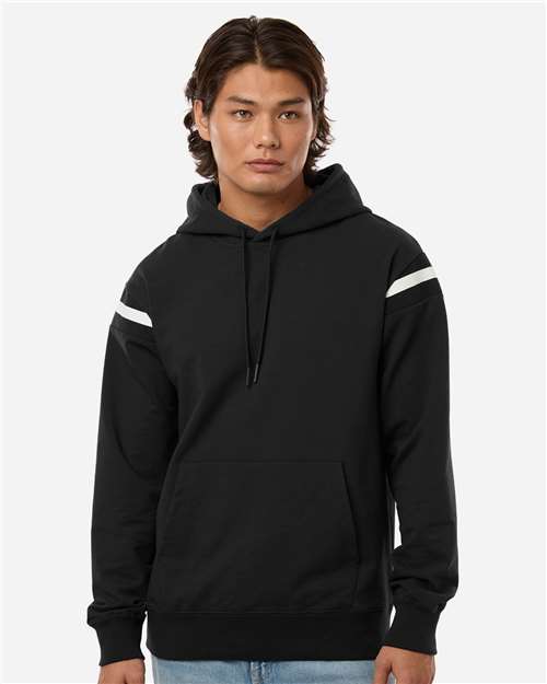 Holloway 223526 Unisex Heritage Prep Hooded Sweatshirt - Black/ Vanilla - model front