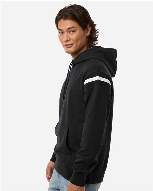 Holloway 223526 Unisex Heritage Prep Hooded Sweatshirt - Black/ Vanilla - model side