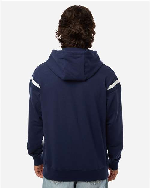 Holloway 223526 Unisex Heritage Prep Hooded Sweatshirt - Navy/ Vanilla - model back