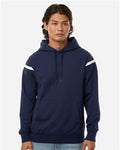 Holloway 223526 Unisex Heritage Prep Hooded Sweatshirt - Navy/ Vanilla - model front