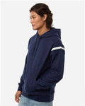 Holloway 223526 Unisex Heritage Prep Hooded Sweatshirt - Navy/ Vanilla - model side