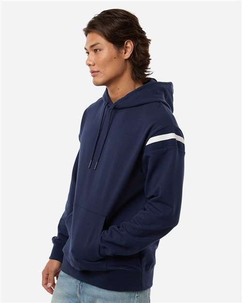 Holloway 223526 Unisex Heritage Prep Hooded Sweatshirt - Navy/ Vanilla - model side