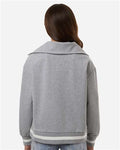 Holloway 223782 Women's Heritage Prep Quarter-Zip Pullover - Athletic Heather/ Vanilla - model back
