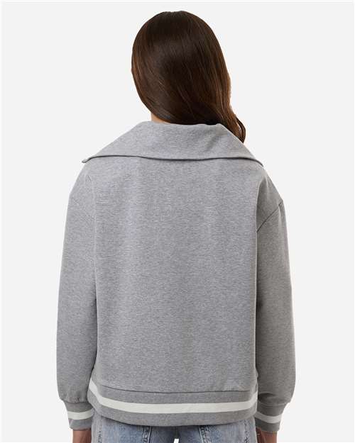Holloway 223782 Women's Heritage Prep Quarter-Zip Pullover - Athletic Heather/ Vanilla - model back
